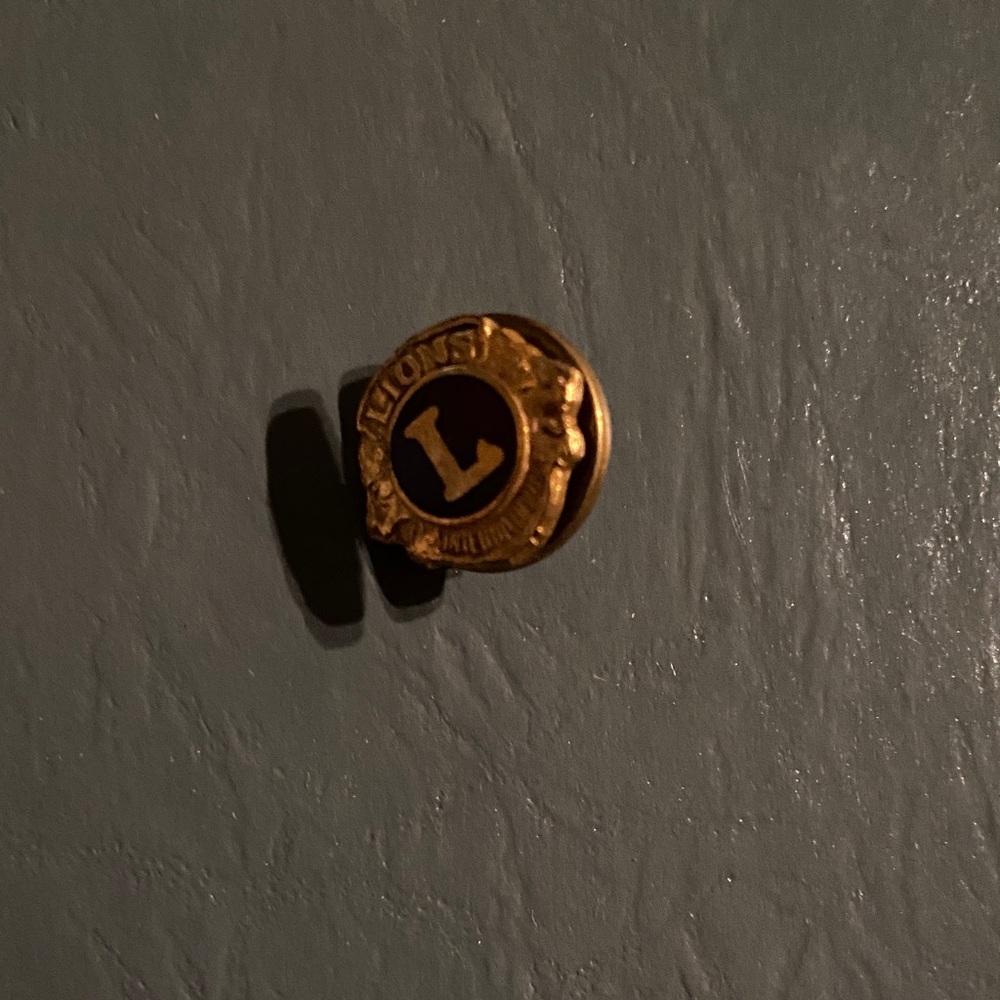 Vintage old FRATERNAL Lions Club International Gold and red Lapel Pin tie tack